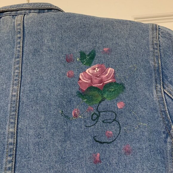 Vintage Hand Painted Denim Jacket Size M 1970's - Picture 10 of 11